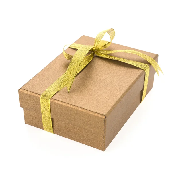 Christmas gold gift box — Stock Photo, Image