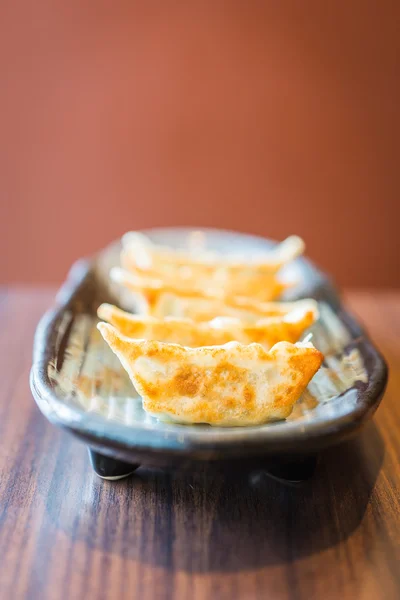 Asian appetizer menu fried dumplings — Stock Photo, Image