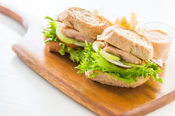 Panino al pollo e patatine fritte — Foto Stock