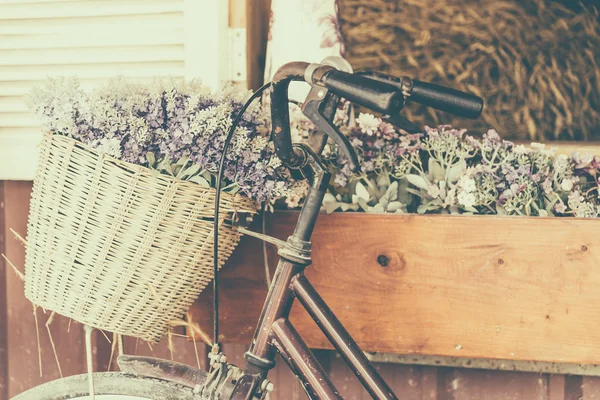 Bicicletta vintage con fiori — Foto Stock