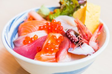 sashimi raw fish rice bowl clipart