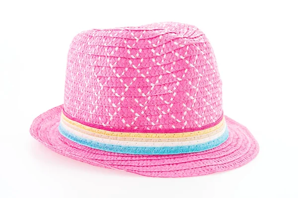 Růžový slaměný klobouk — Stock fotografie