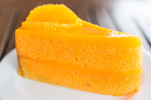 Orange cake in white plate — Stock Photo, Image