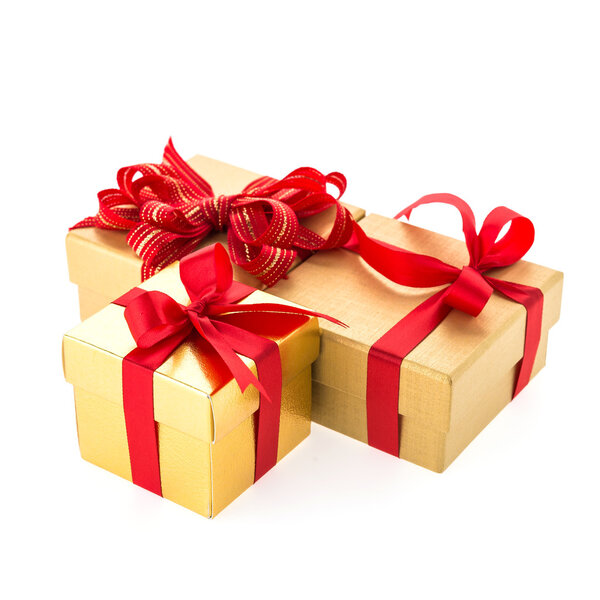 Christmas gold gift boxes