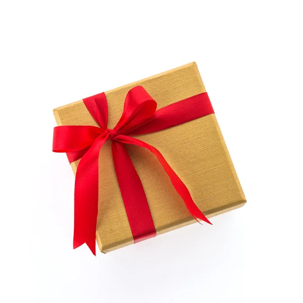 Christmas gold gift box — Stock Photo, Image