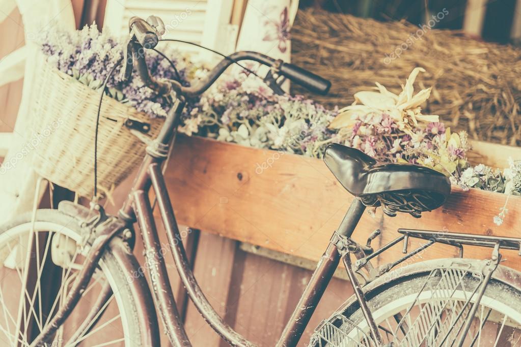 vintage bicycle with flowers