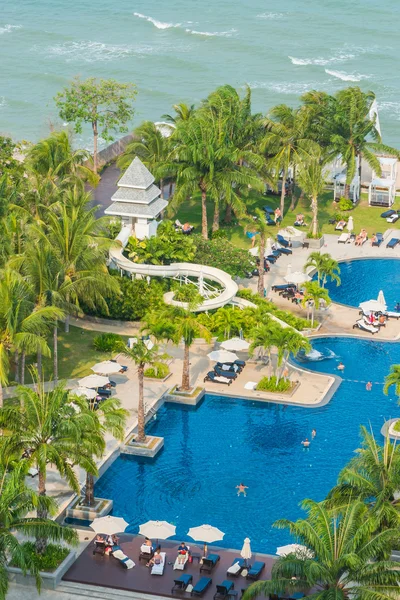 Hotel pool at luxury resort Stock Photo