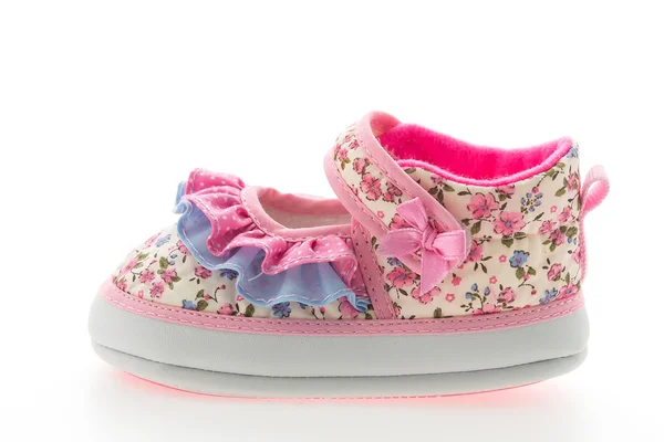 Baby flicka blomma sko — Stockfoto