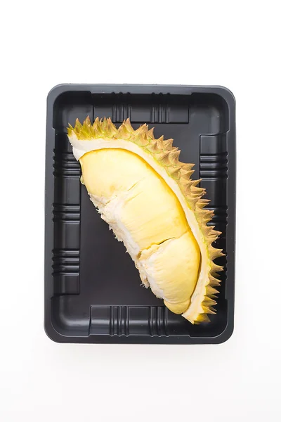 Exotic Durian fruit on black tray — 스톡 사진