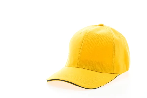 Boné de beisebol amarelo isolado no branco — Fotografia de Stock