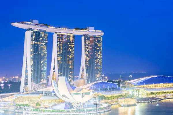 Singapore stad 's nachts — Stockfoto