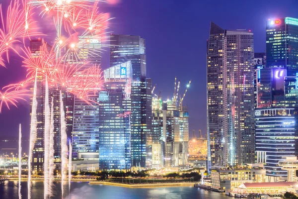 Singapura cidade à noite — Fotografia de Stock