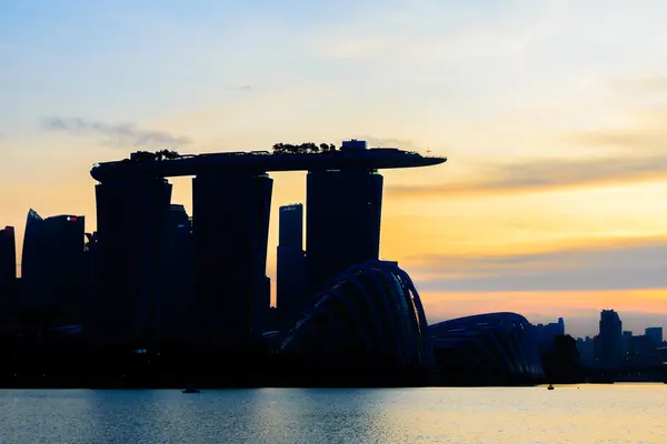 Silhouet Singapore stad — Stockfoto