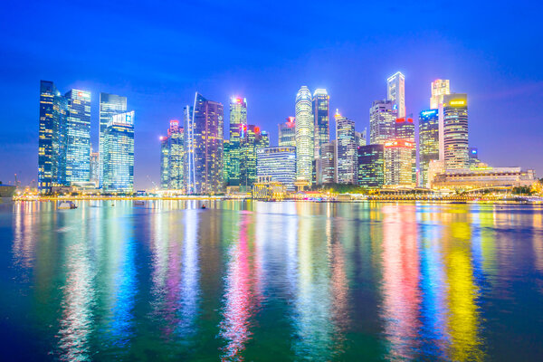 Singapore - August 7, 2015 : Singapore city at night