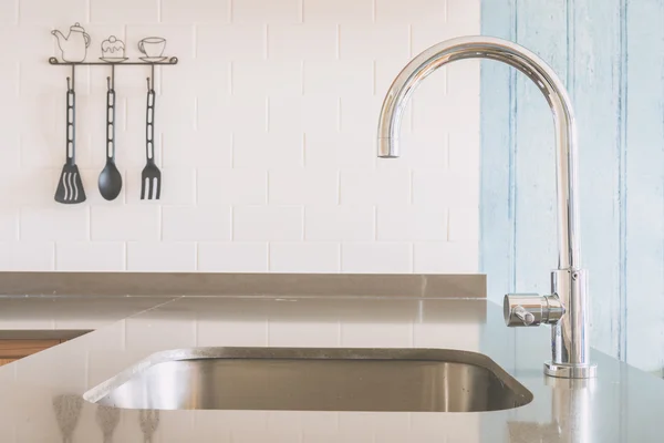 Faucet sink at kitchen — Stock Photo, Image