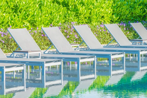 Pool chairs in hotel