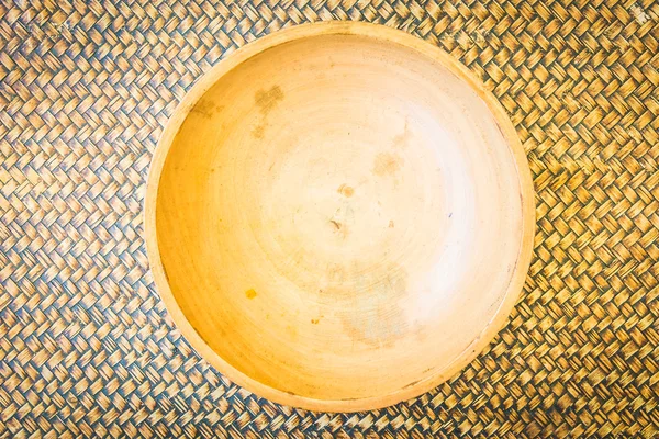 Top view of empty wood bowl — Stock Photo, Image