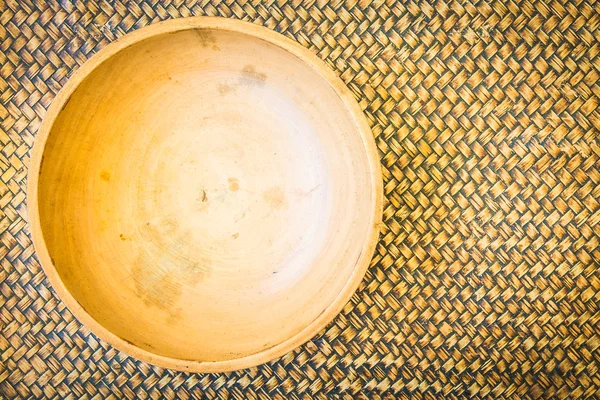 Top view of empty wood bowl — Stock Photo, Image