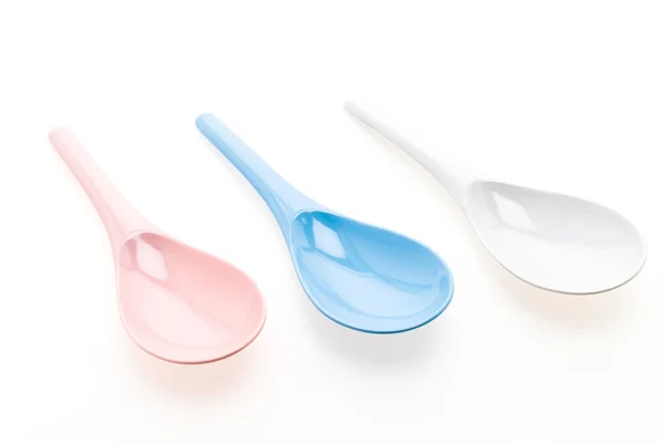 Multicolored Plastic spoons — Stock Photo, Image