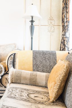 Klasik kanepe yastık ve ışık lamba ile