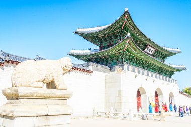 Gyeongbokgung Sarayı 'nın güzel mimarisi.