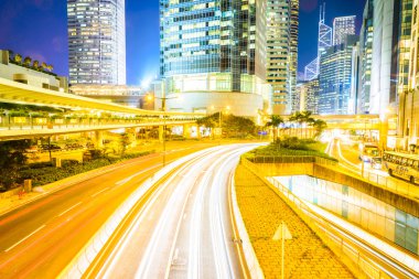 Gece Trafik ışıklarında Hong Kong