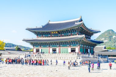 Gyeongbokgung Sarayı 'nın güzel mimarisi.