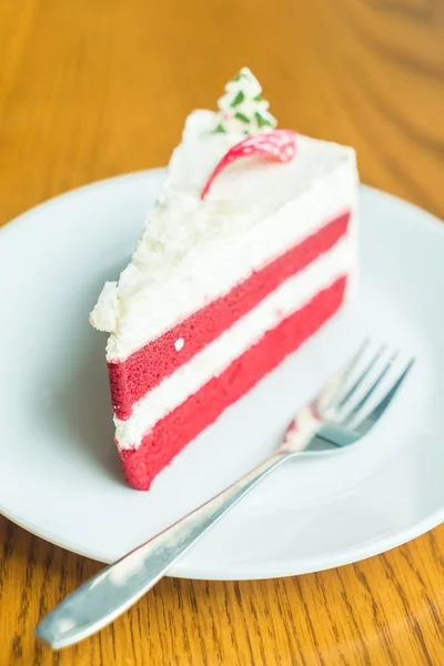 Червоний оксамитовий крем торт — стокове фото