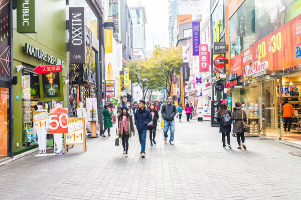 People shopping at Myeongdong market