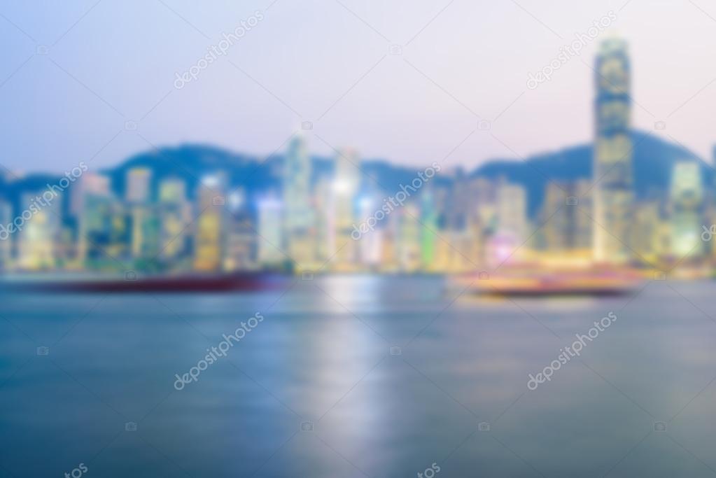 blur Hong kong skyline city