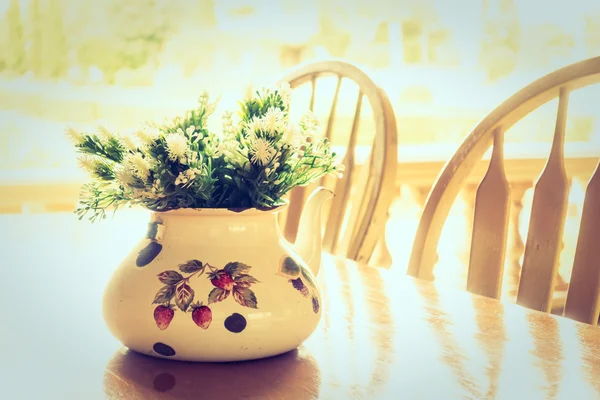 Vase plant decoration with outdoor view