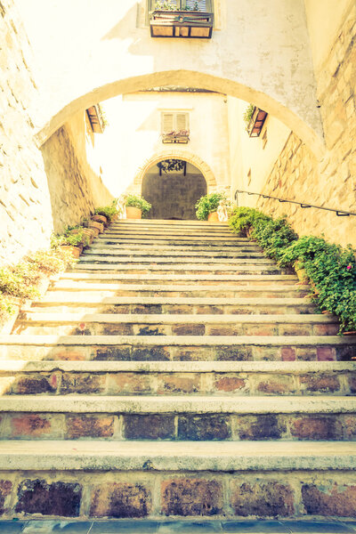 Old Concrete stairs with tuscany style, Vintage Filter
