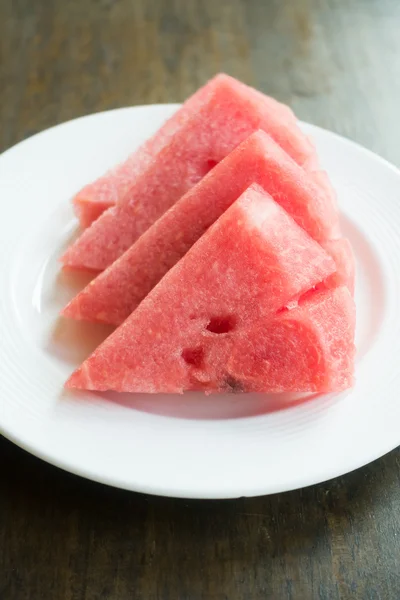 Watermelon fruit in white plate — Stock Photo, Image