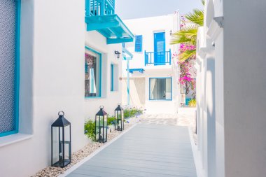 Santorini ve Yunanistan tarzı ile güzel mimari