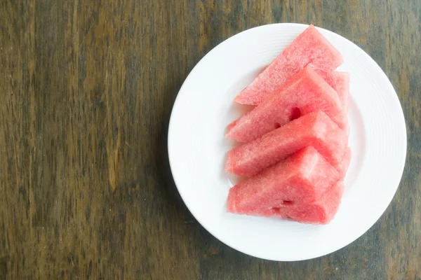 Watermelon fruit in white plate — Stock Photo, Image