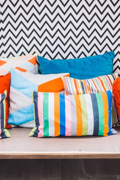 Patio outdoor deck with colorful pillows — Stock Photo, Image