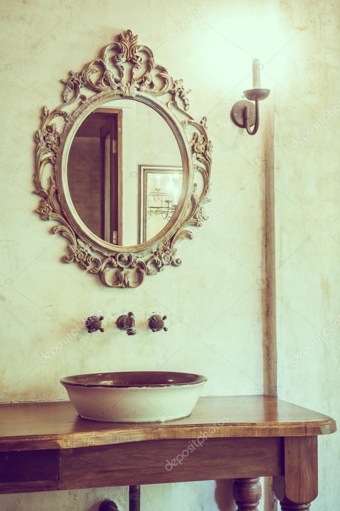 Antique Vintage Bathroom Stock Photo By, Antique Vintage Bathroom Mirror