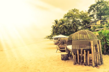 Güzel vintage Plajı ve deniz güverte ile