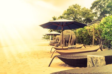 Güzel vintage Plajı ve deniz güverte ile