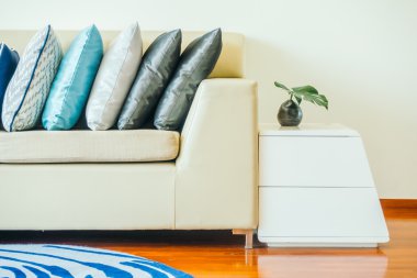 oturma odasında kanepede lüks yastıklar