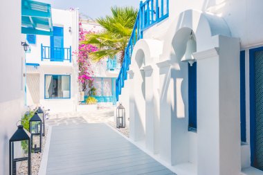 Santorini ve Yunanistan tarzı ile güzel mimari