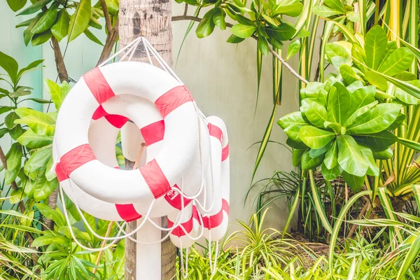 Safety rings around swimming pool — Stock Photo, Image