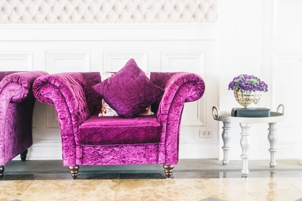 Purple sofas with pillow — Stock Photo, Image