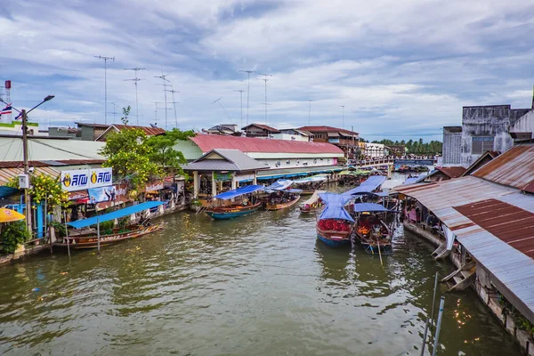 Samutsongkhram Thaïlande Septembre 2017 Belle Vue Depuis Marché Flottant Amphawa — Photo