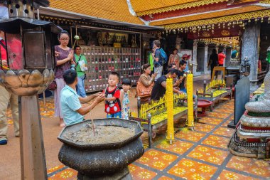 chiang mai/Thailand - 16 July 2016:Unacquainted Tourists in Wat Phra That Doi Suthep at Chiang mai city Thailand.Wat Phra That Doi Suthep is the Most important Temple of Chiang mai people