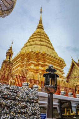 chiang mai/Thailand - 16 July 2016:Wat Phra That Doi Suthep Golden Pagoda at Chiang mai city Thailand.Wat Phra That Doi Suthep is the Most important Temple of Chiang mai people