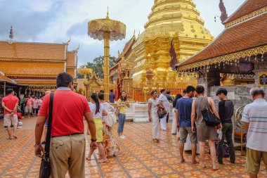 chiang mai/Thailand - 16 July 2016:Unacquainted Tourists in Wat Phra That Doi Suthep at Chiang mai city Thailand.Wat Phra That Doi Suthep is the Most important Temple of Chiang mai people
