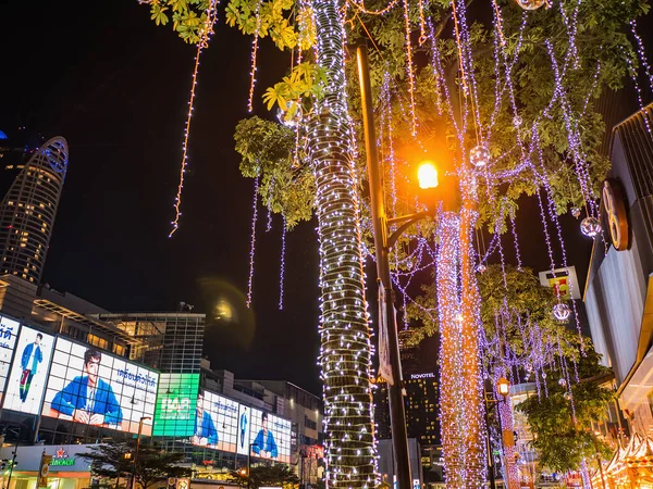 Bangkok Thailand December 2018 Small Neon Light Wrap Hang Tree — 스톡 사진