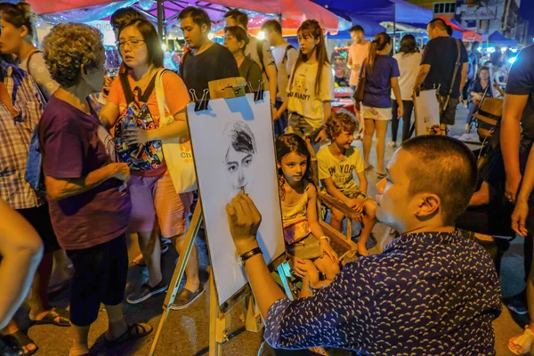 Chiang Mai Thajsko Července 2016 Neznámý Umělec Malování Dítě Chiang — Stock fotografie