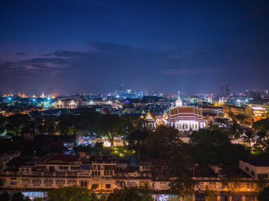 Bangkok Şehri manzarası Wat Sake Tapınağı Tayland 'dan Golden Mount manzarası. Bangkok Şehri Tayland' ın dönüm noktası.